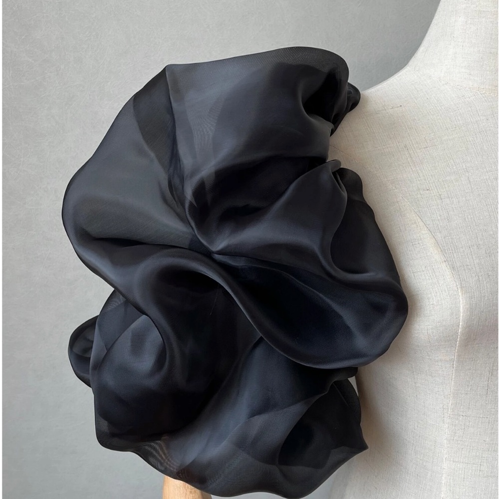 Chic Black Ruffled Shoulder Wrap - image 4